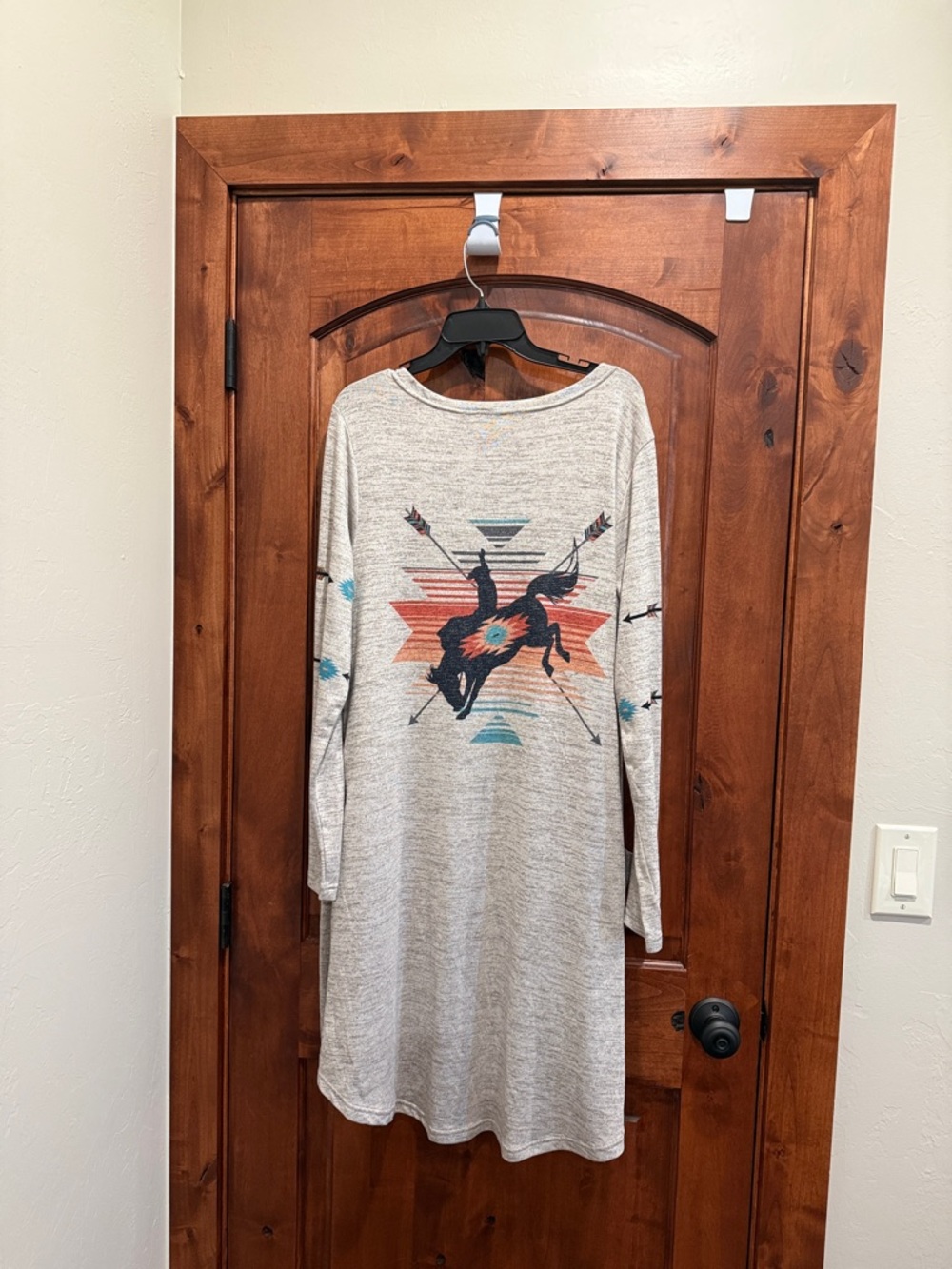 Light Gray Open-Front Western Cardigan